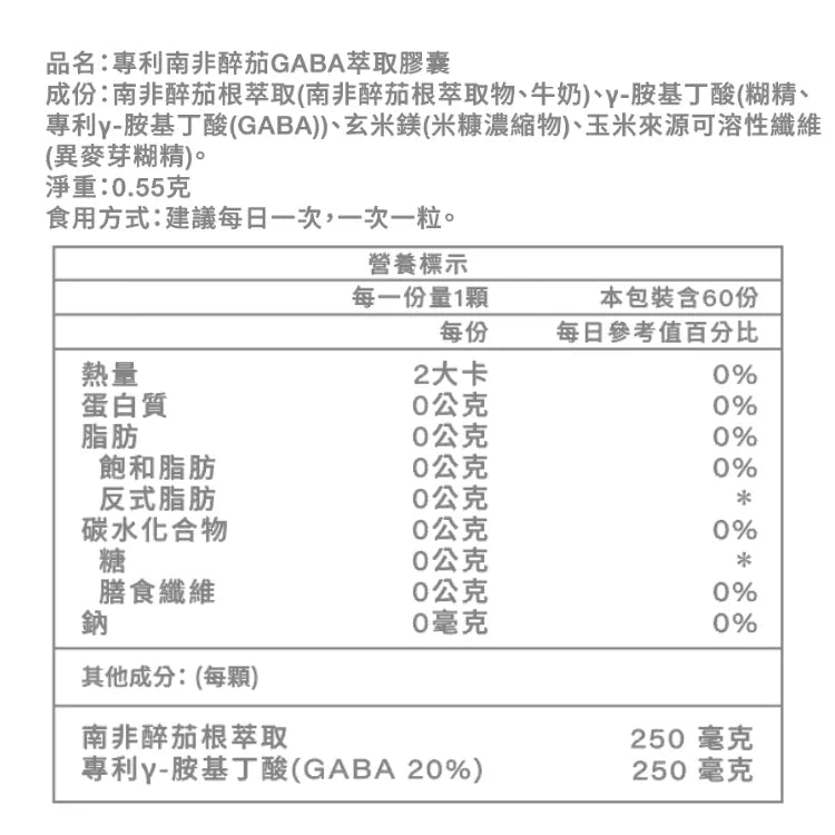 Patented Ashwagandha GABA Extract Capsules